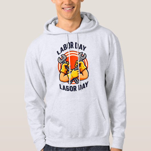 Labor Day Strong Worker Hands Tools Design パーカ (正面)