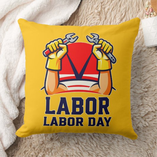 Labor Day Strong Worker Pride Illustration クッション (ブランケット)