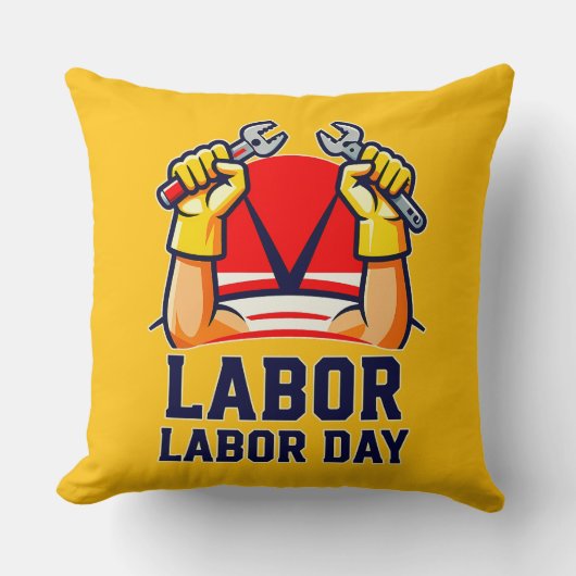 Labor Day Strong Worker Pride Illustration クッション (正面)