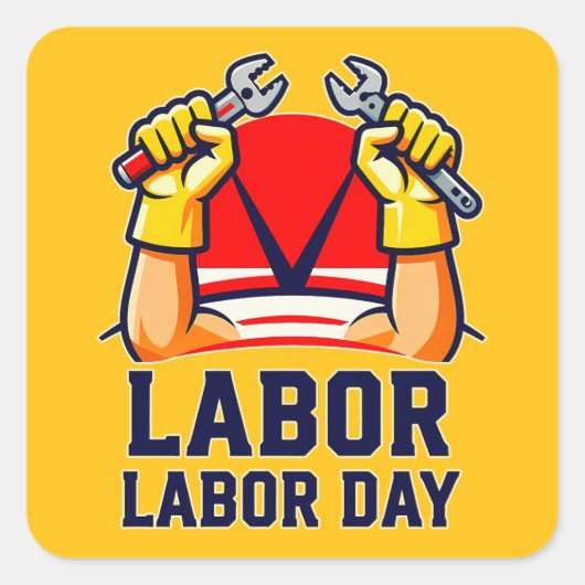 Labor Day Strong Worker Pride Illustration スクエアシール (正面)