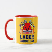 Labor Day Strong Worker Pride Illustration マグカップ (左)