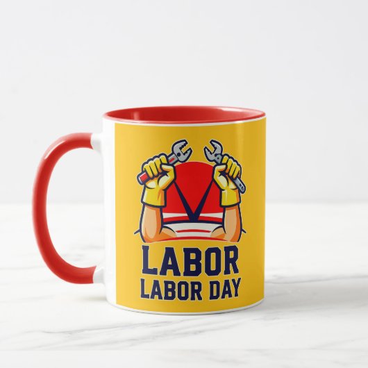 Labor Day Strong Worker Pride Illustration マグカップ (左)