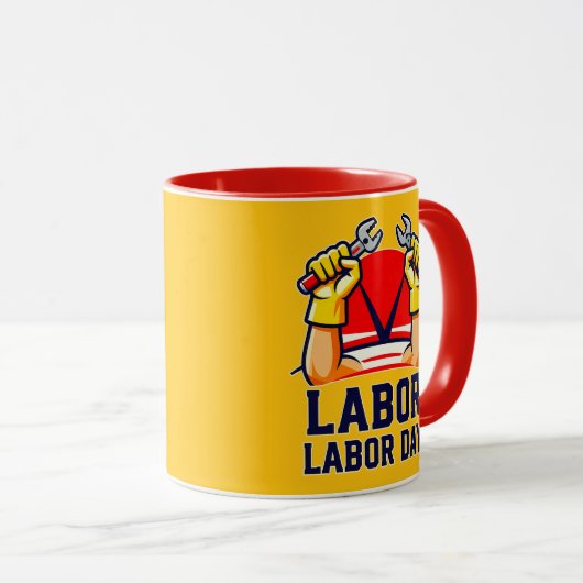 Labor Day Strong Worker Pride Illustration マグカップ (正面右)