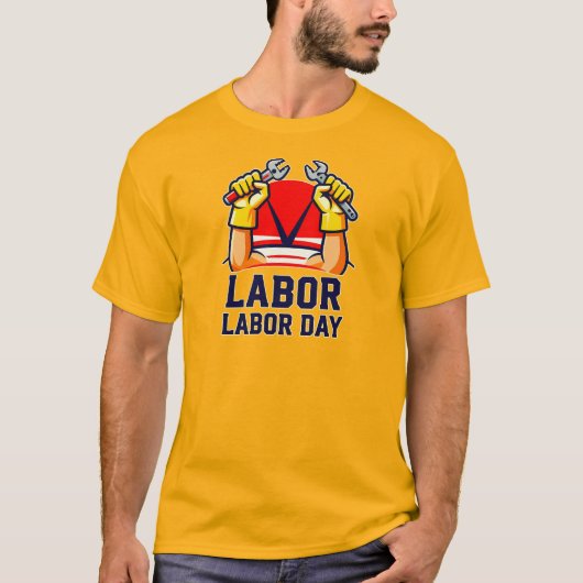 Labor Day Strong Worker Pride Illustration Tシャツ (正面)