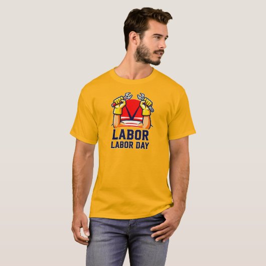 Labor Day Strong Worker Pride Illustration Tシャツ (正面フル)