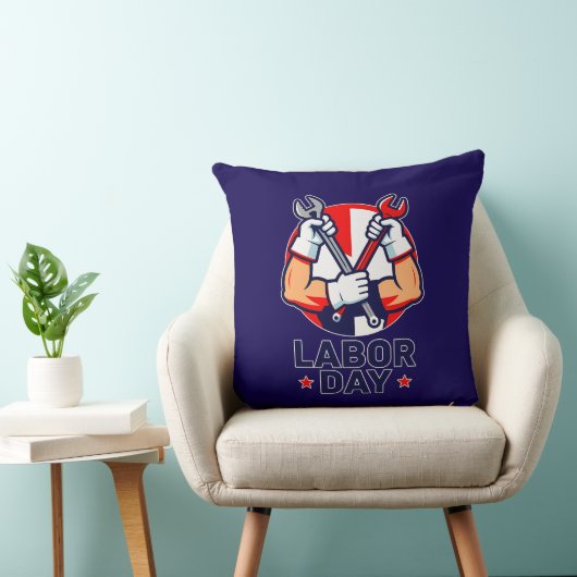 Labor Day Tools Crossed Worker Design クッション (椅子)