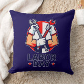 Labor Day Tools Crossed Worker Design クッション (ブランケット)