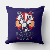Labor Day Tools Crossed Worker Design クッション (正面)