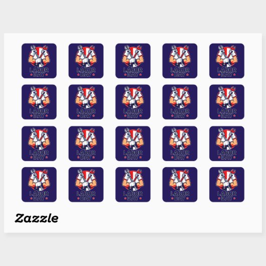 Labor Day Tools Crossed Worker Design スクエアシール (シート)