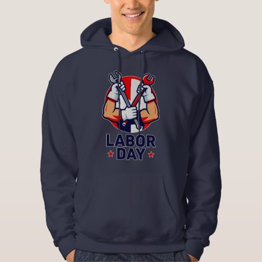 Labor Day Tools Crossed Worker Design パーカ (正面)