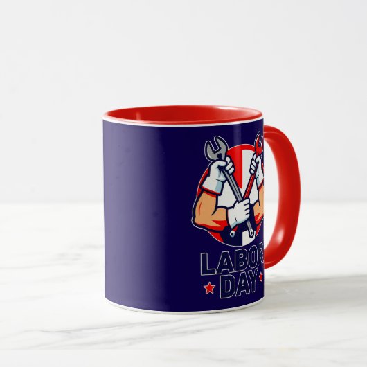 Labor Day Tools Crossed Worker Design マグカップ (正面右)