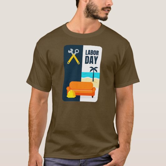 Labor Day Work and Relax Illustration Shirt Tシャツ (正面)