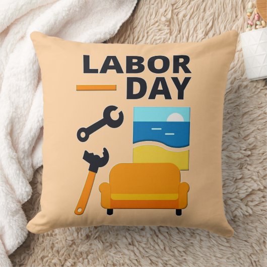 Labor Day Work Hard Relax Design with Tools クッション (ブランケット)