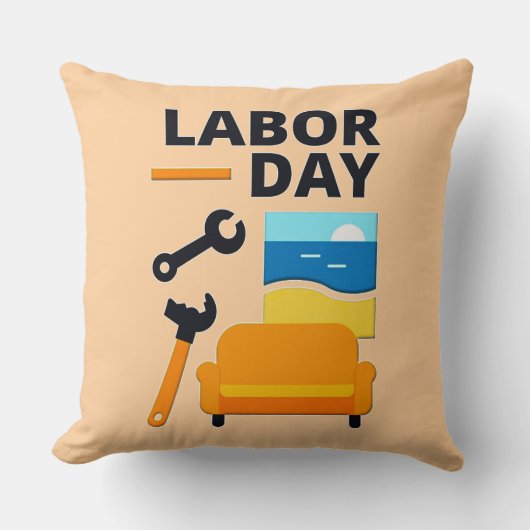 Labor Day Work Hard Relax Design with Tools クッション (正面)