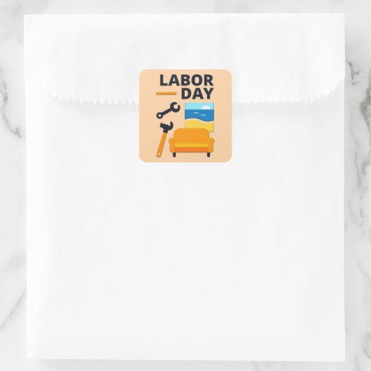 Labor Day Work Hard Relax Design with Tools スクエアシール (バッグ)