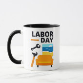 Labor Day Work Hard Relax Design with Tools マグカップ (左)