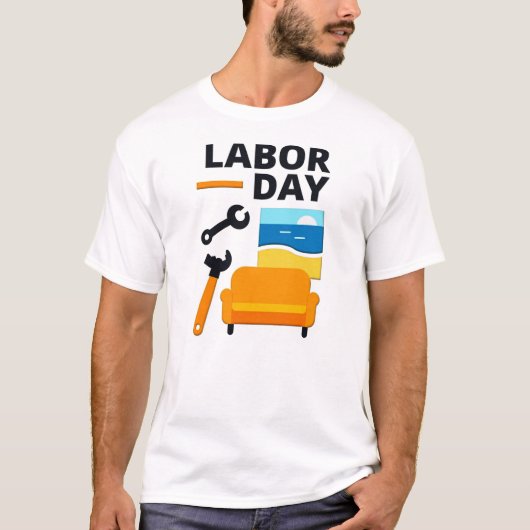 Labor Day Work Hard Relax Design with Tools Tシャツ (正面)