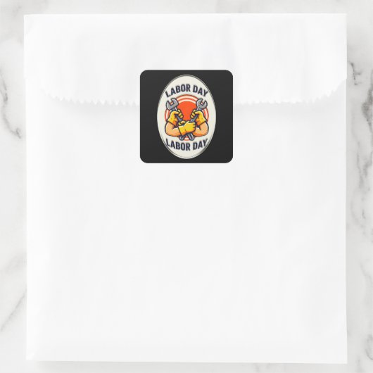 Labor Day Worker Badge Tools Design スクエアシール (バッグ)