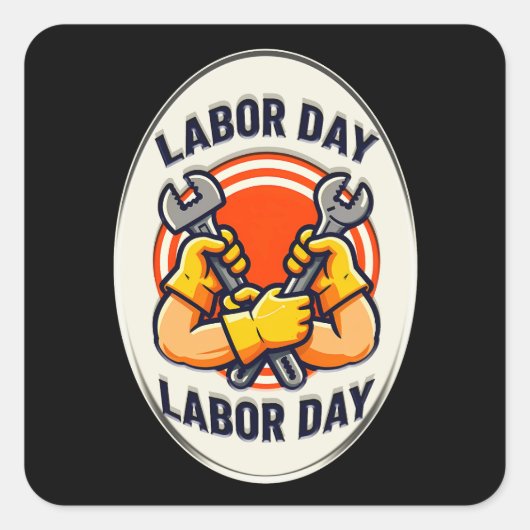 Labor Day Worker Badge Tools Design スクエアシール (正面)
