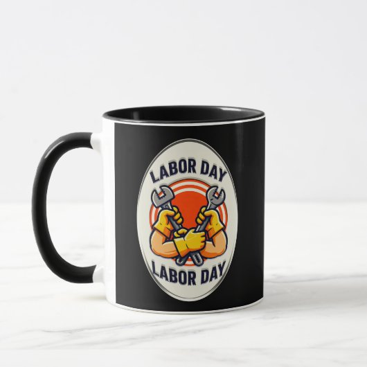 Labor Day Worker Badge Tools Design マグカップ (左)