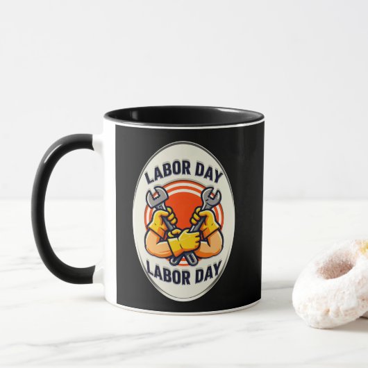 Labor Day Worker Badge Tools Design マグカップ (ドーナツ)