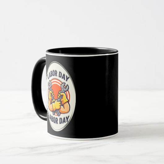 Labor Day Worker Badge Tools Design マグカップ (正面左)