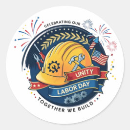 Labor Day Worker Helmet Sticker Construction Tools ラウンドシール