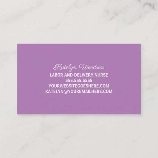 Labor Delivery Nurse Maternity Ward Pretty Purple 名刺 (裏面)