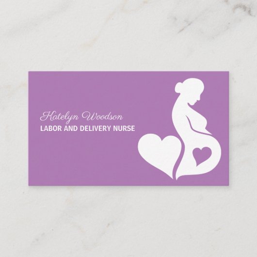 Labor Delivery Nurse Maternity Ward Pretty Purple 名刺 (正面)