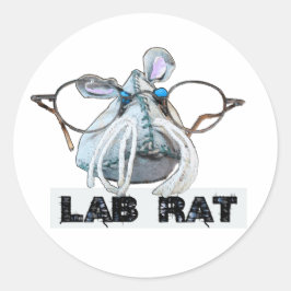 Laborratte Lab Rat mit großer Brille Schnurrbart ラウンドシール