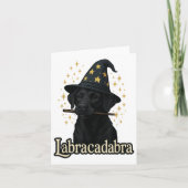 Labracadabra おもしろい Black Lab Dog Wizard Halloween カード (正面)