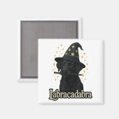 Labracadabra おもしろい Black Lab Dog Wizard Halloween マグネット (正面/裏面)