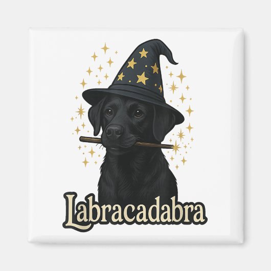 Labracadabra おもしろい Black Lab Dog Wizard Halloween マグネット (正面)