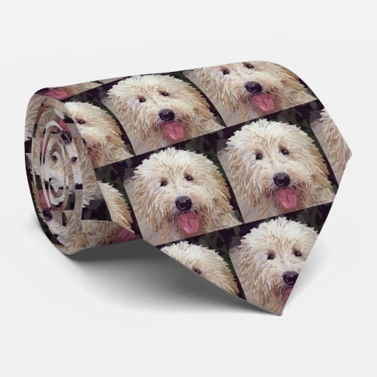 Labradoodleか金落書きによって絵を描かれるタイ ネクタイ (ロール)