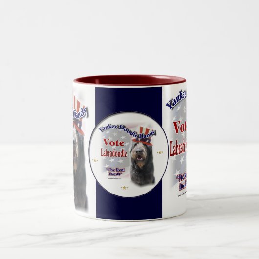 Labradoodleのギフト、Labradoodleのユーモアのマグ ツートーンマグカップ (中央)