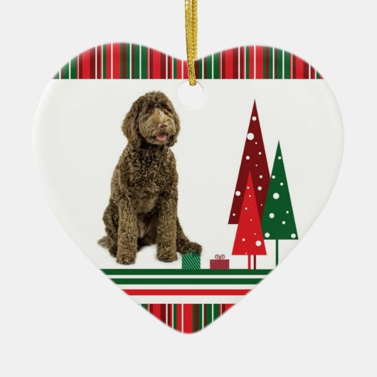Labradoodleのクリスマスのオーナメント セラミックオーナメント (正面)