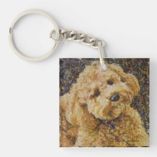 Labradoodleの正方形のキーホルダー キーホルダー