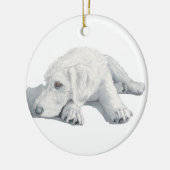 Labradoodleの眠い子犬 セラミックオーナメント (左)