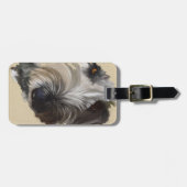 Labradoodleの荷物のラベルw/Leatherの革紐 ラゲッジタグ (正面横)