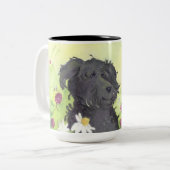 Labradoodleの落書きの犬/マグ ツートーンマグカップ (正面左)