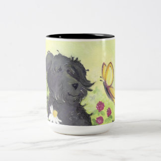 Labradoodleの落書きの犬/マグ ツートーンマグカップ