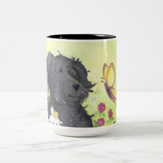 Labradoodleの落書きの犬/マグ ツートーンマグカップ (中央)