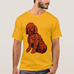 Labradoodleの赤茶色の男性Tシャツ Tシャツ