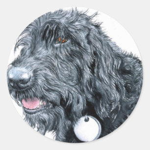 Labradoodleの黒いステッカー ラウンドシール