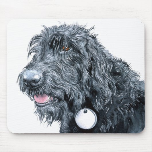 Labradoodleの黒いマウスパッド マウスパッド (正面)