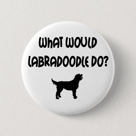 Labradoodleは何をしますか。 Tシャツ及びギフト 缶バッジ (正面)