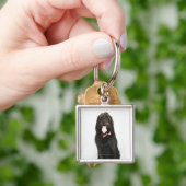 Labradoodle犬のポートレート キーホルダー (手)