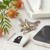 Labradoodle犬のポートレート キーホルダー (側面)