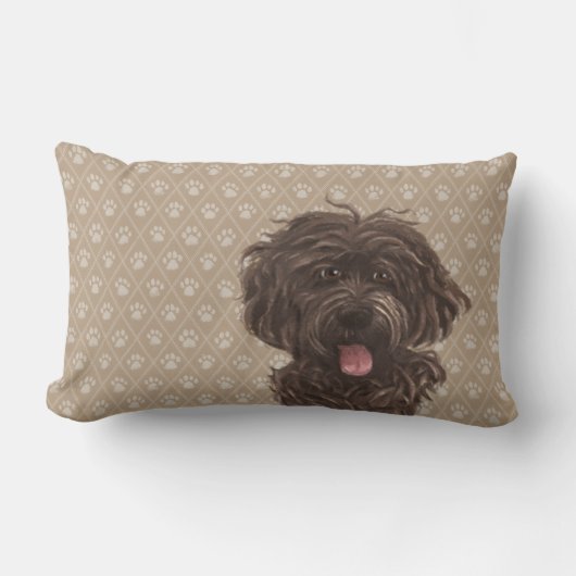 Labradoodle犬のLumbarの枕 ランバークッション (正面)