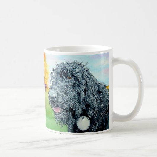 Labradoodle黒いラーフのマグ コーヒーマグカップ (右)